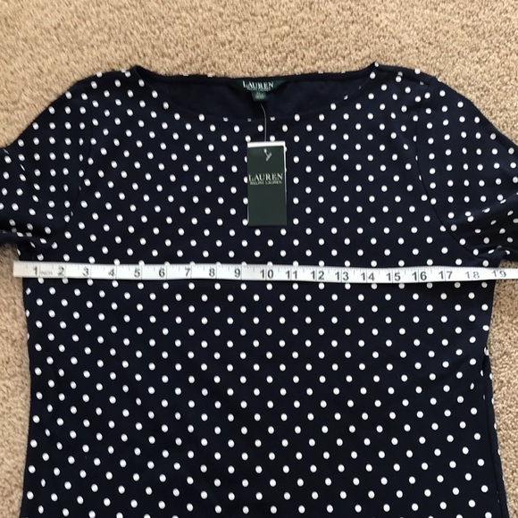 NWT! LAUREN Ralph Lauren Size XL navy polka dot top - Picture 7 of 7